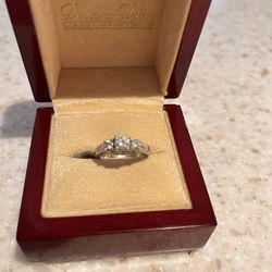 Engagement 3 Stone O.75 Ct NATURAL Diamond Ring,  Brilliant Cut, 14ct White Gold Band, Size 6.25