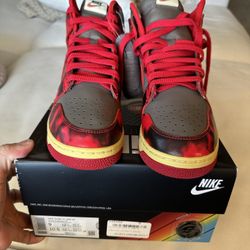 Nike Dunk High Red Acid Wash 