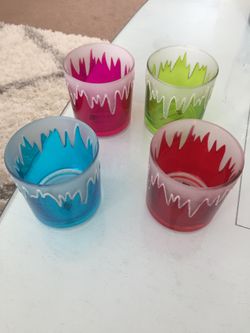 4 - Decorative Candle Holders Various Colors