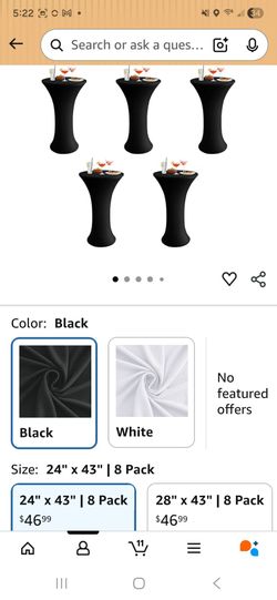 8 New Black Cocktail table elastic covers