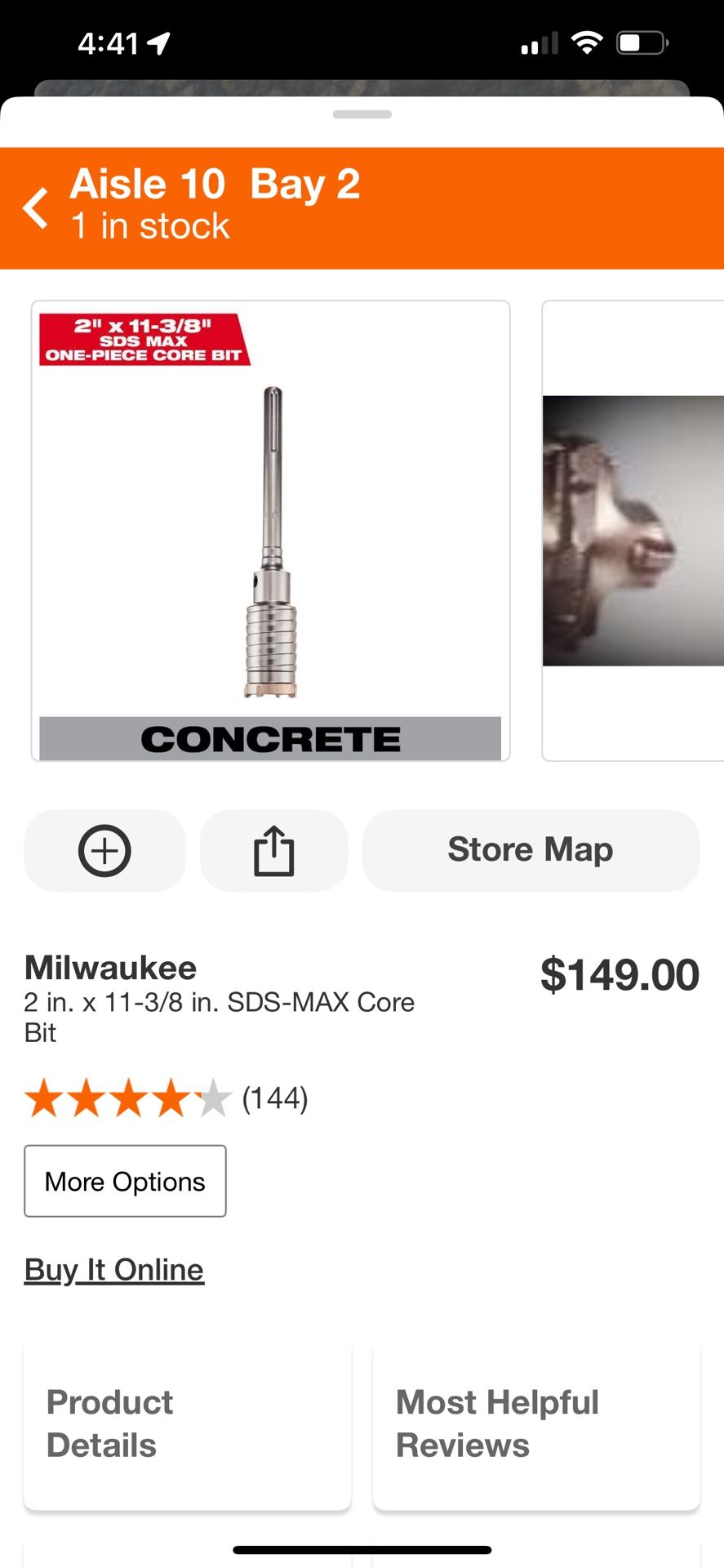 Milwaukee 2 Inch Concrete SDS Max Core Big