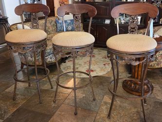 THREE Tall Swivel Bar Stools -  33.5 in