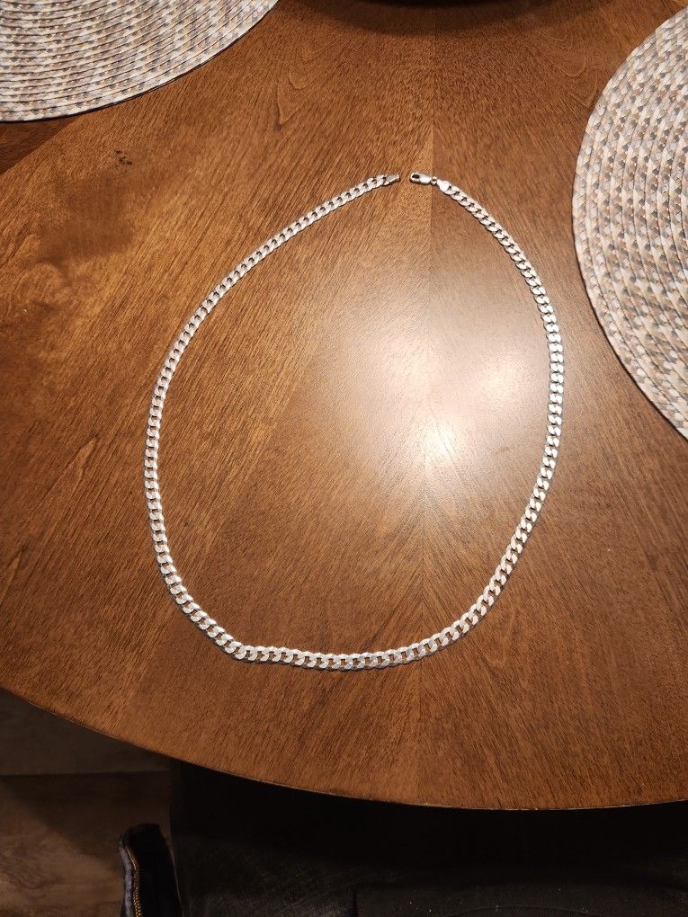 7mm 30inch Sterling Silver Cuban Chain 925 Stamped