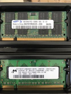 2X 1GB DDR2 PC2-5300S RAM, 4X 512 MB RAM