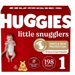 Huggies Little Snugglers Baby Diapers, Size 1 (8-14 lbs), 198 Ct 