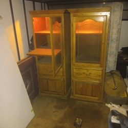 Parker House Solid Oak Lead Brass Glass