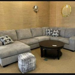 Huge Platinum Comfortable Modern U Shaped Deep Seating Sectional With Chaise✅ Brand New💯 Fastest Delivery 🚚  Living Room Set \ Couch 💫