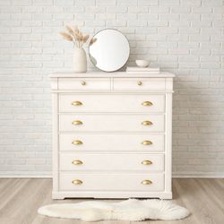 Soft Linen & Gold Classic Dresser