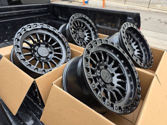 17" LOCK rims matte black gloss lip 17x9 -12 offset