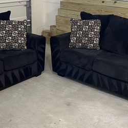 CHARCOAL GRAY  SOFT FABRIC COUCH SET