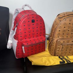 MCM Red Visetos Backpack New 