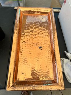 Vintage Hammered Copper Rectangular Serving Tray 18” x 10.5” Decorative Centerpiece