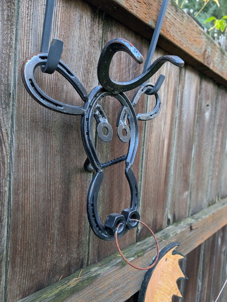 Horseshoe Bull And Cow. Yard Art
