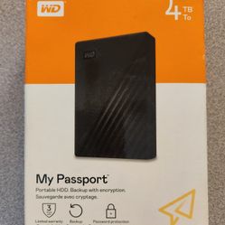 WD 4TB My Passport Portable HHD With Encryption