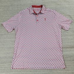 Grunk Dolfer Shirt 2XL Red White Performance Stretch Golf Cart AOP Sporty Casual