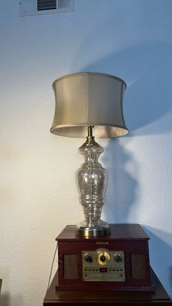 Mercury Glass Table Lamp with Drum Shade