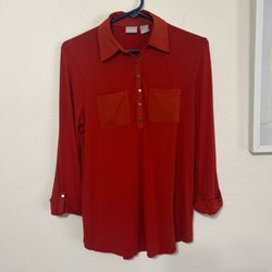 Chico's Vibrant orange Button-Down Shirt