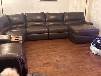 Large La-Z-Boy Brown Leather Sectional