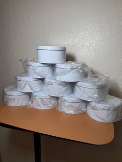 Hicarer 10 Pack Round Cookie Tins with Lids for Treats White Mini Metal