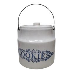 Vintage Monmouth Pottery Stoneware Cookie Jar Crock with Lid & Bail Handle