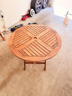 SAFAVIEHS Wooden Folding Wooden Table with umbrella hole