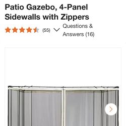 Replacement Mesh Mosquito Netting Screen Walls for 10 ft. x 13 ft. Patio Gazebo, 4-Panel Sidewalls with Zippers