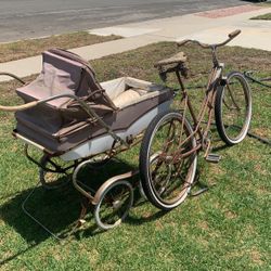 Vintage Stroller And Bike