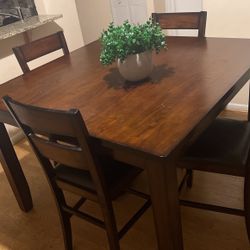 Piece Dark Brown Rectangular Dining Set - Table + 4 Chairs - Used! 