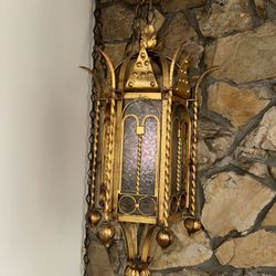 Antique Italian Huge Gilt Lantern Hanging Light Gorgeous Gothic Style