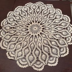 33” Round Hand Crochet Table Centerpiece 