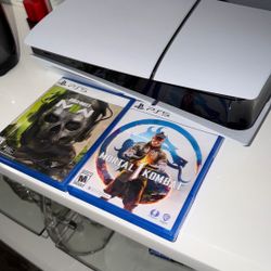 PS 5 Console Slim  2 Games Call Of Duty MW 2 , Mortal Kombat 