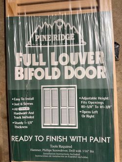 NEW Pine Ridge 24” x 80” Full Louver Wood Bifold Closet Door w/ Hardware