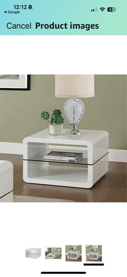 Coaster Glass Glossy White Side table