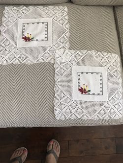2 beautiful crochet white