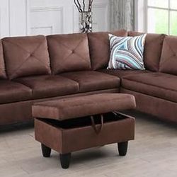 BRAND NEW SECTIONAL COUCH WITH STORAGE OTTOMAN