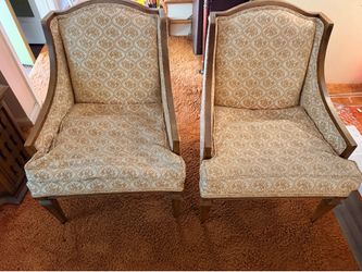 Wood with vintage cloth material chairs (2)