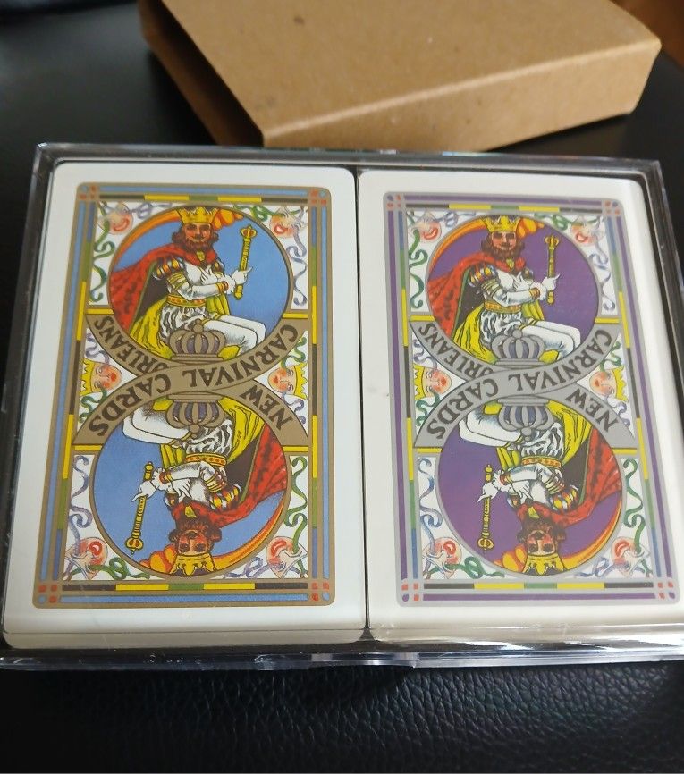 Mardi Gras Playing Cards - Boxed set of two sealed four-color decks