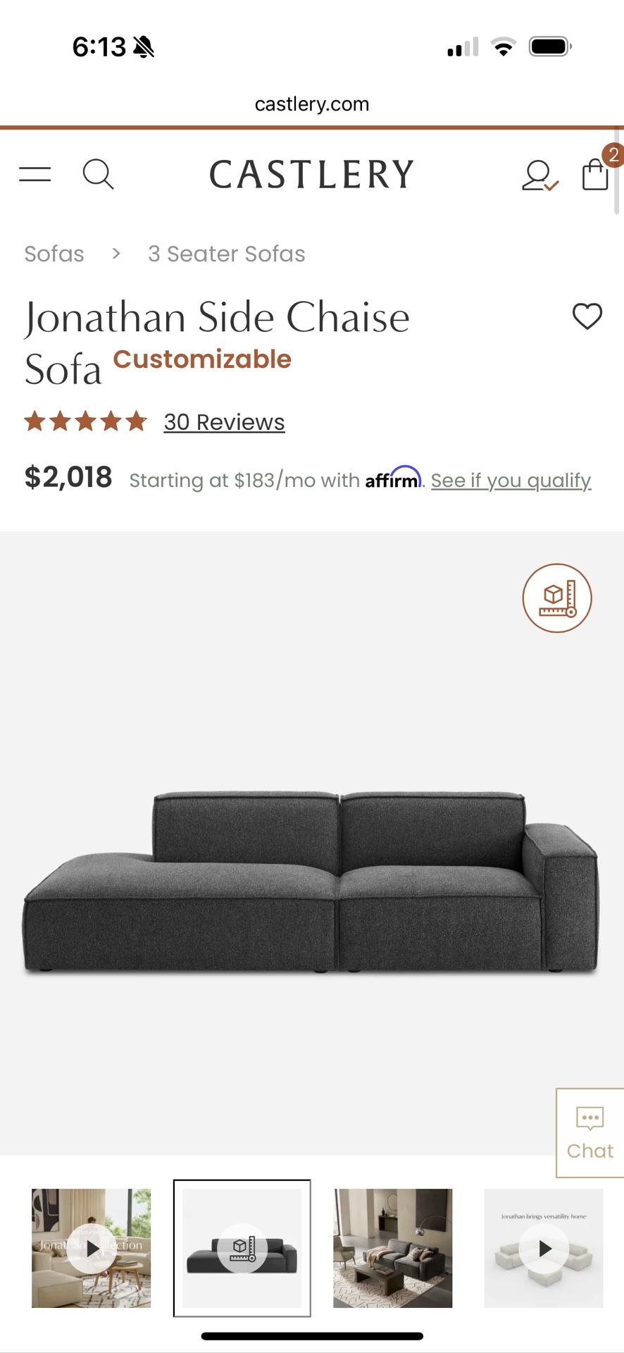 Castlery Jonathan Side Chaise Sofa