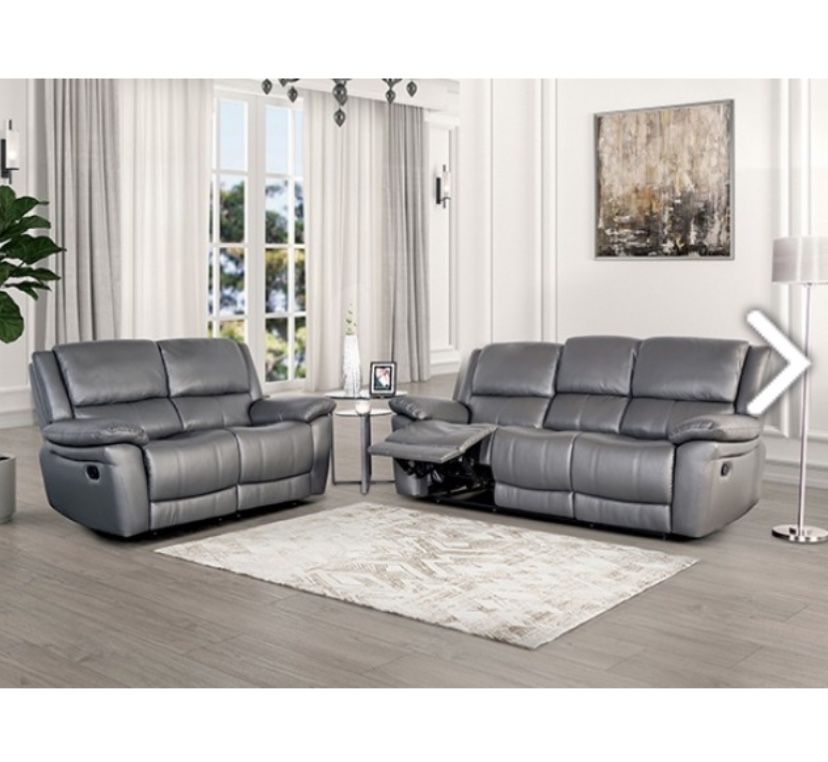 Gray Recliner Sofa And Loveseat Set Brand New