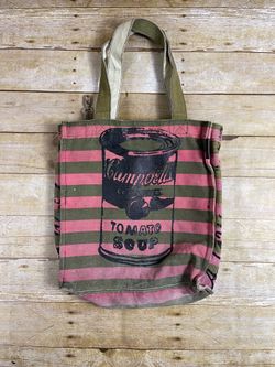 vintage ANDY WARHOL Campbells Tomato Soup tote bag 2007 Y2K stripes art Loop