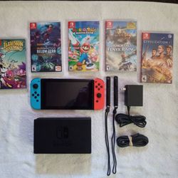 Switch V1 With 5 Switch Games