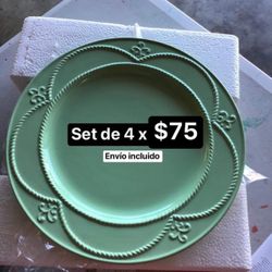Set De 4 Platos Grandes De Princess House Nuevos En Su Caja