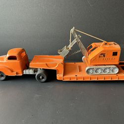Hubley Kiddle Toy 488, 500, 506. Truck, Trailer, And Excavator.
