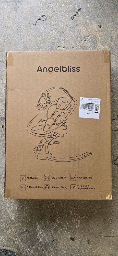 Angelbliss Baby Swing with Cry Detection, Electric Swing - Side-to-Side & 180 Rotation (Grey)