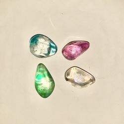 Set Of 4 Aura Quartz Crystals In Stunning Colors
