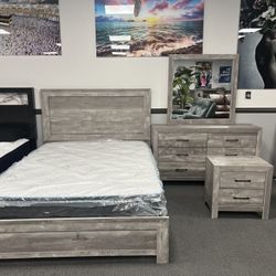 4PC Gray Queen Bedroom Set 