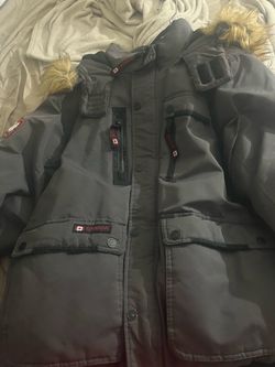 Canada weather gear Gray Parka with Fur Hood 2xl