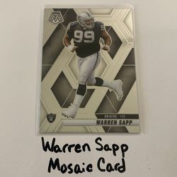 Warren Sapp Oakland Raiders Hall of Fame DT Mosaic Card.