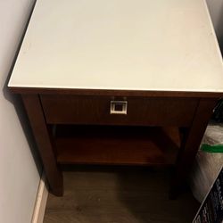 Two Glass And Wooden End Tables