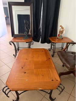 Wooden and metal table sets